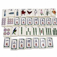 Tuiles de Mahjong pliables de luxe en acrylique, 160 pièces, blanc ivoire, style américain, tuiles Joker Grenouille et Papillon Récolte Dorée