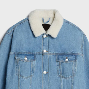 Veste en jean personnalisable 100% coton bleu clair à simple boutonnage pour l'hiver fabricant de gros OEM - Product Image 2