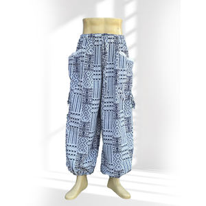 Pantalon à cordon 100% coton avec taille élastique Toile légère imprimée Style décontracté Service OEM disponible - Product Image 1