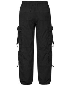 Pantalon cargo noir pour femme, taille élastique, pantalon utilitaire, streetwear, coupe décontractée, multi-poches, pantalon décontracté tendance - Product Image 2