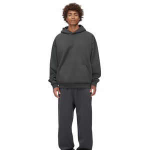 Charcoal Oversized Hoodie Unisex Heavy Fleece Pullover <b>Plain</b> <b>Sweatshirt</b> Streetwear Casual Loose Fit Winter Warm Hooded Top Sale - Product Image 1