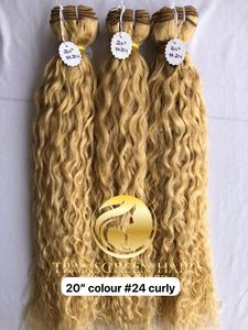 20 ''100% Extensions bouclées vierges de temple indien en vison cambodgien de qualité supérieure Couleur #24 Temple indien humain brut à donneur unique - Product Image 4