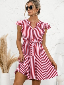 Robe décontractée multicolore à col en V et manches courtes, patchwork floral, écologique, respirante, coupe évasée, nouvelle mode d'été, grandes tailles - Product Image 3