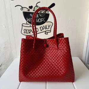 Sembagi Bolsos ecológicos para mujer Tejido único Plástico reciclado Premium Granate Nuevo estilo Tamaño de disfraz para adultos Bolsos al por mayor - Product Image 3