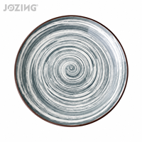 Service de vaisselle en céramique JOZING, assiettes à dîner peintes à la main avec motif vague tourbillonnante, plat de service en porcelaine, prêt à être expédié, directement de l'usine