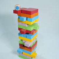 Ensemble de jouets de construction de blocs de tour en bois colorés et amusants et éducatifs pour enfants et familles-Jeu d'empilage et d'équilibrage