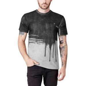 Chemise à col rond en coton épais à épaules tombantes T-shirts pour hommes avec logo personnalisé T-shirt 100% coton pour hommes coupe ample - Product Image 4