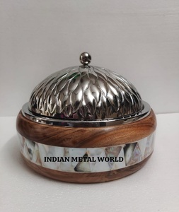 Pot chaud de service de nourriture de forme ronde en bois de qualité supérieure de conception élégante pour la maison pot de prix abordable fabricant et fournisseurs - Product Image 5