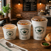 Bol en kraft blanc personnalisé AT PACK de 500 ml, 1000 ml, 1300 ml avec couvercle en PET pour la soupe, emballage alimentaire à emporter