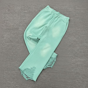 Pantalons de survêtement décontractés en toile délavée OEM pour hommes, 100% coton, style streetwear ample, pantalons de jogging pour hommes, bas délavés - Product Image 3