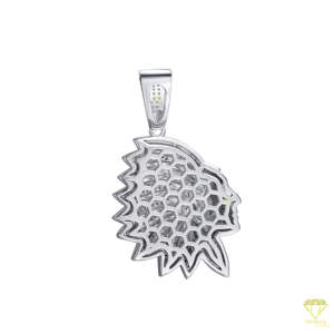 Colgante de cabeza de león de lujo VVS Lab Grown Diamond Accents Ruby Eyes Hip hop Style Charm para fiestas 925 joyería de plata - Product Image 4