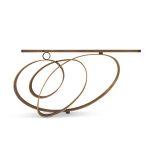 Mesa de consola de hierro con acabado dorado para sala de estar Villa Apartment-Muebles para el hogar duraderos - Product Image 1