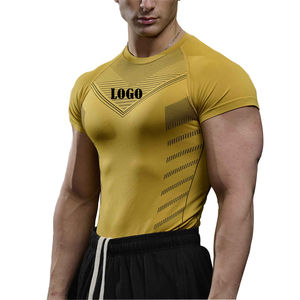 Camisetas atléticas de alta calidad, lisas, transpirables, ajustadas, de secado rápido, 100% de algodón para hombre, camisetas de manga corta impresas OEM - Product Image 3