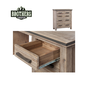 Armoire de chambre à coucher Tallboy 5 tiroirs de marque Atlas Mobilier en bois massif pour le salon et la salle à manger de fabrication vietnamienne - Product Image 2