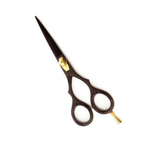 Ciseaux de coupe de cheveux de haute qualité couleur noire métal acier maison et ciseaux de Salon professionnel avec vis en or - Product Image 1