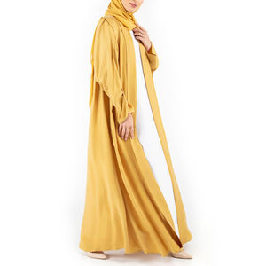 Abaya islamique pour femmes, style papillon, couleur unie, respirante, en polyester, personnalisée, manches longues, longueur cheville, pour le Ramadan et le Hajj - Product Image 3