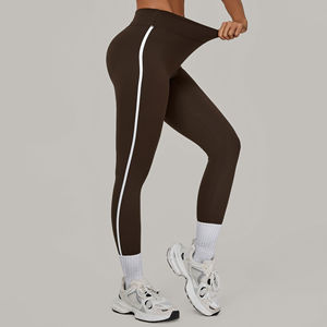 Leggings Women's High-Waisted Quick-Dry Breathable <b>Yoga</b> Pants Running Gym Elastic Color <b>Block</b> Tummy Control Leggings - Product Image 2