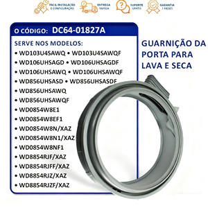Joint d'étanchéité en caoutchouc authentique pour <span class=keywords><strong>porte</strong></span> de lave-<span class=keywords><strong>linge</strong></span>/séchoir électrique DC64-01827A – Haute qualité, durable, écologique, garantie 3 ans, compatible - Product Image 2