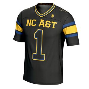 Support NC A & T in Style Maillot de football noir 100% coton avec logo sur le devant Écologique et respirant Style décontracté grande taille - Product Image 2