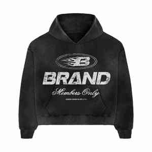 Sweats à capuche en molleton délavé à l'acide solide avec des designs de logo personnalisés sur le devant, écologiques, OEM et ODM disponibles pour les commandes en gros - Product Image 4