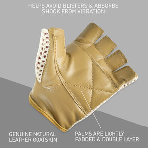 Gants de cyclisme demi-doigts de qualité supérieure rembourrage en cuir naturel respirant sans doigts anti-dérapant gants d'équitation de vélo de montagne - Product Image 4