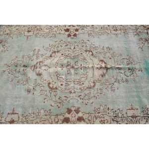 Alfombra Turca Vintage, Alfombra de Lana a Cuadros Beige de 4.5x8.2 pies - Product Image 5