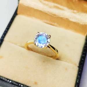 Piedra lunar de corte redondo, piedra preciosa, anillo llamativo de plata, piedra preciosa Natural curativa, anillo de ajuste de punta, anillo bohemio de plata 925 hecho a mano - Product Image 1