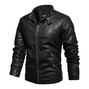 Veste d'hiver en cuir pour hommes Manteaux pour hommes Vêtements pour hommes Manteaux Faux cuir Vintage Biker Windproof Hot Jacket - Product Image 5