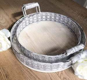 Bandeja o plato de madera decorativo de Navidad con asa en forma ovalada para decoración de bodas - Product Image 3