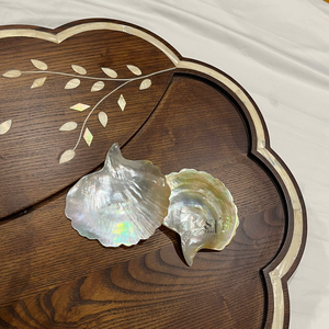 High Quality Mother Pearl Shell Biodegradable Bamboo Serving Dish Plate Coastal Decor Display Luxury Tableware <b>for</b> Restaurants - Product Image 4