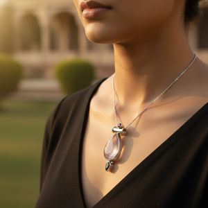 925 Silver <b>Rose</b> Quartz Pendant Necklace for Women Elegant Crystal Jewelry <b>Gift</b> - Product Image 2