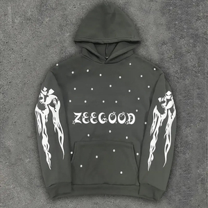 เสื้อมีฮู้ดโอเวอร์ไซส์สำหรับผู้ชายผ้าฝ้ายผสม3D พิมพ์ลายขนแกะกระเป๋าสำหรับฤดูหนาว - Product Image 1