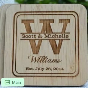 Sous-verres en bois personnalisés Gravure de nom personnalisée Cadeau élégant et unique pour les mariages ou les occasions spéciales - Product Image 2