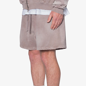 High Quality Loose Fit <b>Short</b> Length 100% Cotton French Terry Long Drawstring <b>Lightweight</b> Streetwear Sunfade washed <b>Shorts</b> - Product Image 2