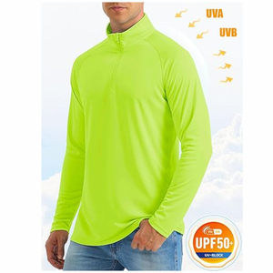 Haut de sport d'entraînement pour homme, respirant, à séchage rapide, extensible dans les quatre sens, avec fermeture éclair quart de tour, manches longues, compression, vêtements de sport pour la salle de sport - Product Image 3