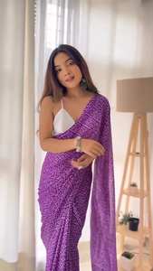 Chemisier sari en soie de créateur ethnique indien Saree prêt à porter d'une minute pour les festivals et fêtes d'hiver de Diwali Style Bollywood - Product Image 2