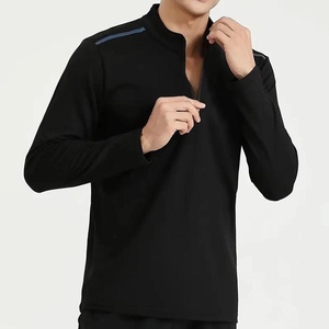 Vente en gros de marque de qualité 250GSM Slim Fit Soport Solid Color Golf 1/4 Zip Pullover Logo personnalisé Men Quarter Zip Pullover - Product Image 6