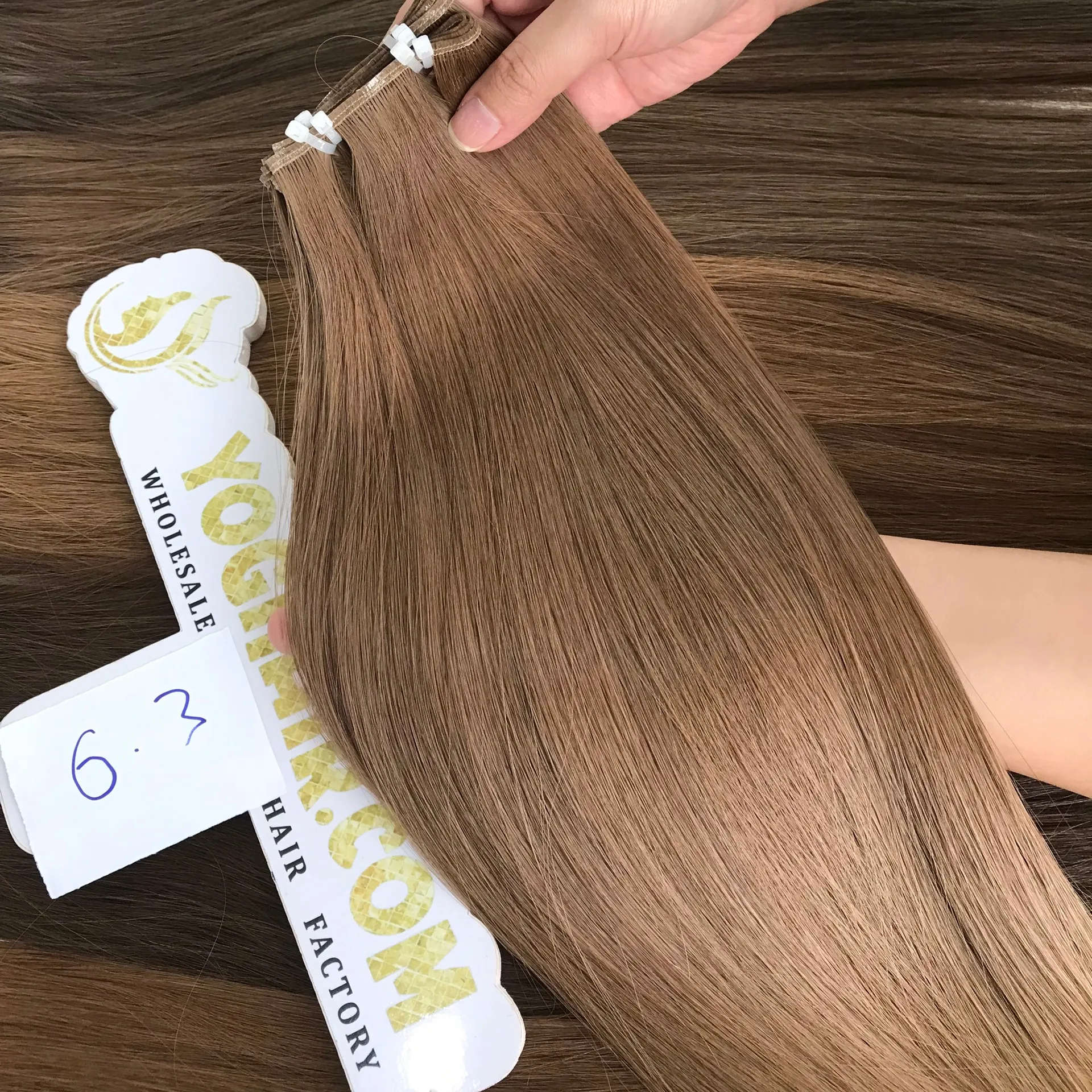 Genius Weft Extensions Top Quality Straight Hair Brown Color Virgin Hair Customize Package Best Hair Supplier Discounted Price