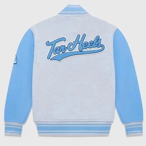 Vente en gros Veste universitaire en laine Corps en laine douce avec manches en cuir PU Broderie personnalisée - Product Image 4