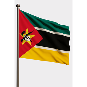 Drapeau d'extérieur du Mozambique 3x5 pieds en polyester satiné avec impression numérique, mât en aluminium et fibre de verre - Product Image 1