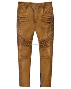 Pantalon en cuir unisexe coupe slim pour homme et femme, style décontracté, jean d'hiver, grande taille, imprimé personnalisé, motif droit, pour motards - Product Image 1