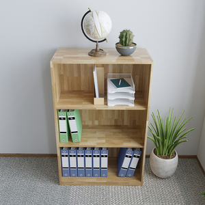 Modern 120cm High 3-Tier Rubberwood <b>File</b> Shelf for Office Organizer & Desktop <b>Storage</b> - Product Image 2