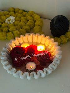 เทียนหินอ่อนลายดอกไม้หรูหราหรูหราหรูหรางานฝีมือหินเต็มรูปแบบสำหรับใช้ทางศาสนากำหนดขนาดเองได้ - Product Image 2