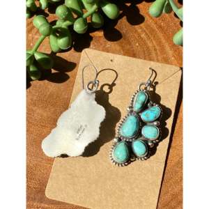 Kathleen Chavez Carico Lake Turquoise & Sterling Silver Drop <b>Earrings</b> <b>Post</b> Dangle Design - Product Image 4