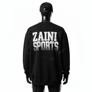 Sweat-shirt surdimensionné de qualité supérieure en molleton de coton lourd de couleur noire avec panneaux sur les bras et impression de logo DTG personnalisée, sweat-shirts basiques - Product Image 5