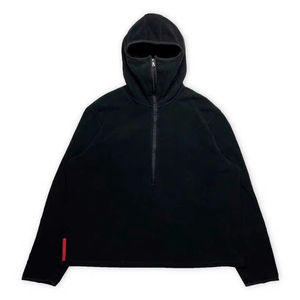 Cagoule à capuche personnalisée 100% coton pour hommes cagoule design brodé tissu polaire Double capuche fermeture à glissière épaule tombante pour l'automne confortable - Product Image 4