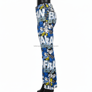 Pantalon évasé pour femme en tissu extensible 240 GSM, bleu, jaune, blanc, noir, impression par sublimation intégrale avec logo personnalisé, pantalon évasé pour femme - Product Image 3