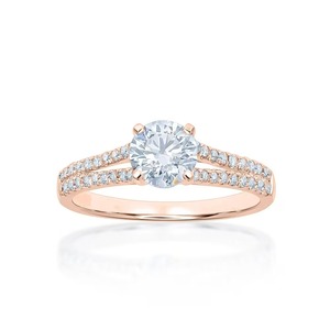 <b>Split</b> Shank Elegant Lab Grown Diamonds Round Brilliant Engagement <b>Ring</b> F-VS2 Top Notch Quality 14K Solid Gold Prong Setting - Product Image 1