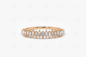 Baguette Diamond Wedding Band 14K Gold Half Eternity 0.24ctw Prong Set Apilable Joyería personalizada para mujer - Product Image 2
