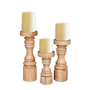 Ensemble de 3 bougeoirs en bois fabriqués à la main en brun fini parfait pour salon chambre intérieur extérieur et événements - Product Image 6